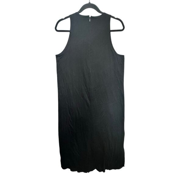 Madewell Black Cotton Tank Midi Dress Sz 10 Split Hem Panel Front Minimalist - Picture 3 of 6